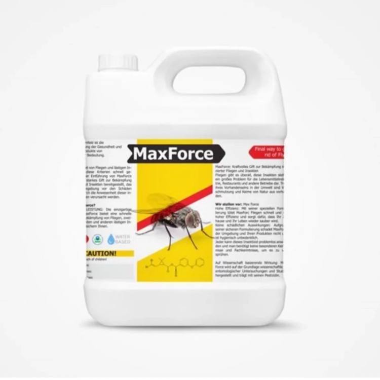 سم قدرتمند 4 لیتری عمده MaxForce برای کنترل مگس ارسال رایگان به همراه یک عدد سمپاش سرنوشابه ای